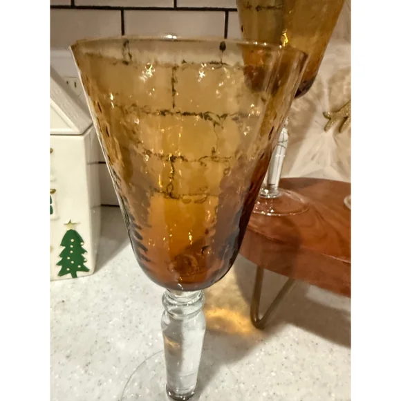 Vintage Artland Iris Amber Water Goblets - Picture 5 of 6
